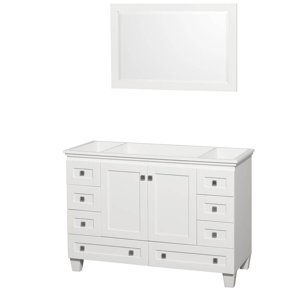 Wyndham Collection - Acclaim 48 Inch Single Bathroom Vanity in White, No Countertop, No Sink, and 24 Inch Mirror - White