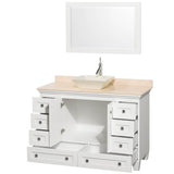 Acclaim 48 Inch Single Bathroom Vanity in Espresso, Ivory Marble Countertop, Pyra Bone Sink, and 24 Inch Mirror