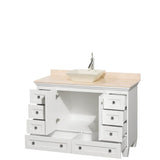 Acclaim 48 Inch Single Bathroom Vanity in Espresso, Ivory Marble Countertop, Pyra Bone Sink, and No Mirror