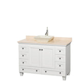 Wyndham Collection - Acclaim 48 Inch Single Bathroom Vanity in White, Ivory Marble Countertop, Pyra Bone Sink, and No Mirror - White