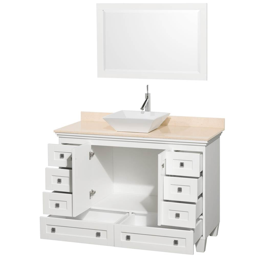 Acclaim 48 Inch Single Bathroom Vanity in Espresso, Ivory Marble Countertop, Pyra White Sink, and 24 Inch Mirror