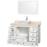 Acclaim 48 Inch Single Bathroom Vanity in Espresso, Ivory Marble Countertop, Pyra White Sink, and 24 Inch Mirror