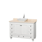 Wyndham Collection - Acclaim 48 Inch Single Bathroom Vanity in White, Ivory Marble Countertop, Pyra White Sink, and No Mirror - White