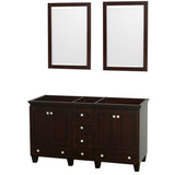 Wyndham Collection - Acclaim 60 Inch Double Bathroom Vanity in Espresso, No Countertop, No Sinks, and 24 Inch Mirrors - Espresso