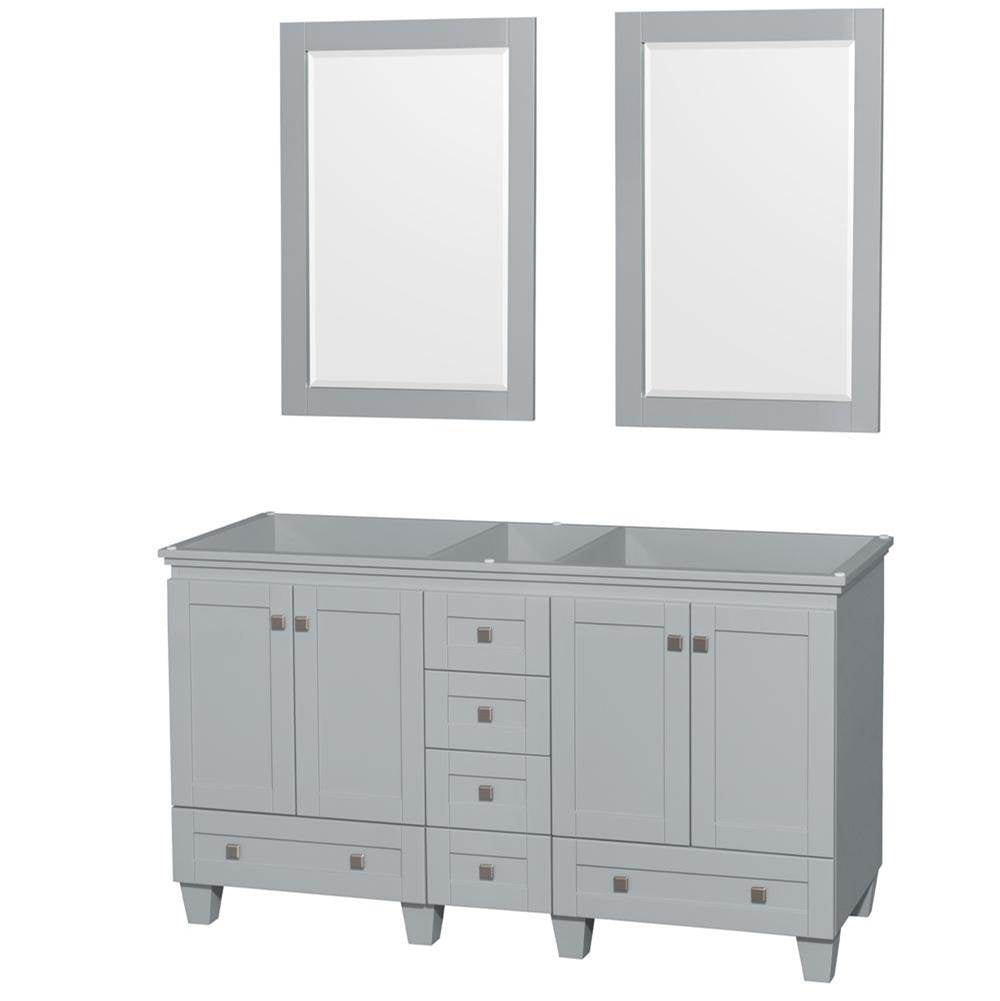 Wyndham Collection - Acclaim 60 Inch Double Bathroom Vanity in Oyster Gray, No Countertop, No Sinks, and 24 Inch Mirrors - Oyster Gray
