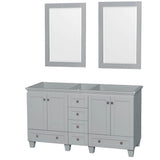 Wyndham Collection - Acclaim 60 Inch Double Bathroom Vanity in Oyster Gray, No Countertop, No Sinks, and 24 Inch Mirrors - Oyster Gray