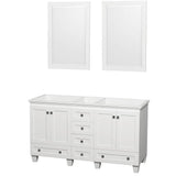 Wyndham Collection - Acclaim 60 Inch Double Bathroom Vanity in White, No Countertop, No Sinks, and 24 Inch Mirrors - White