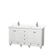Wyndham Collection - Acclaim 60 Inch Double Bathroom Vanity in White, White Cultured Marble Countertop, Undermount Square Sinks, No Mirrors