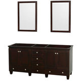 Wyndham Collection - Acclaim 72 Inch Double Bathroom Vanity in Espresso, No Countertop, No Sinks, and 24 Inch Mirrors - Espresso