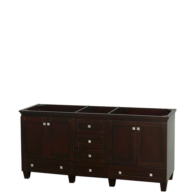Wyndham Collection - Acclaim 72 Inch Double Bathroom Vanity in Espresso, No Countertop, No Sinks, and No Mirrors - Espresso