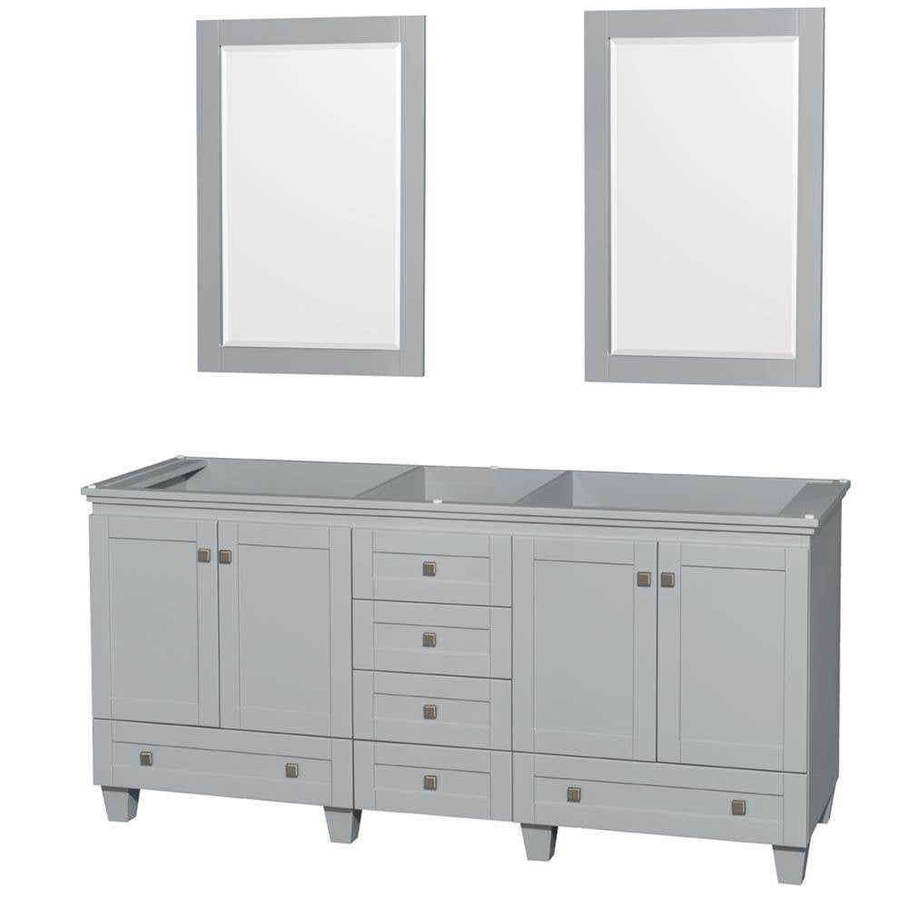 Wyndham Collection - Acclaim 72 Inch Double Bathroom Vanity in Oyster Gray, No Countertop, No Sinks, and 24 Inch Mirrors - Oyster Gray