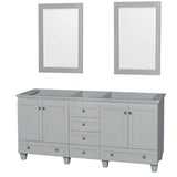 Wyndham Collection - Acclaim 72 Inch Double Bathroom Vanity in Oyster Gray, No Countertop, No Sinks, and 24 Inch Mirrors - Oyster Gray