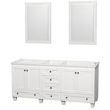 Wyndham Collection - Acclaim 72 Inch Double Bathroom Vanity in White, No Countertop, No Sinks, and 24 Inch Mirrors - White