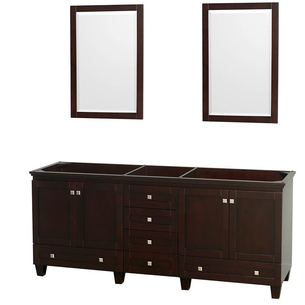 Wyndham Collection - Acclaim 80 Inch Double Bathroom Vanity in Espresso, No Countertop, No Sinks, and 24 Inch Mirrors - Espresso