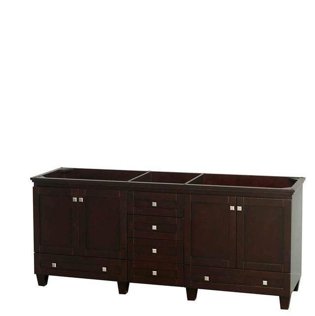 Wyndham Collection - Acclaim 80 Inch Double Bathroom Vanity in Espresso, No Countertop, No Sinks, and No Mirrors - Espresso