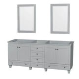 Wyndham Collection - Acclaim 80 Inch Double Bathroom Vanity in Oyster Gray, No Countertop, No Sinks, and 24 Inch Mirrors - Oyster Gray