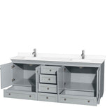 Acclaim 80 Inch Double Bathroom Vanity in Oyster Gray, White Cultured Marble Countertop, Undermount Square Sinks, No Mirrors