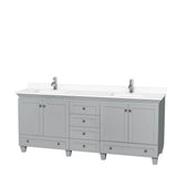 Wyndham Collection - Acclaim 80 Inch Double Bathroom Vanity in Oyster Gray, White Cultured Marble Countertop, Undermount Square Sinks, No Mirrors