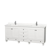 Wyndham Collection - Acclaim 80 Inch Double Bathroom Vanity in White, Light-Vein Carrara Cultured Marble Countertop, Undermount Square Sinks, No Mirrors