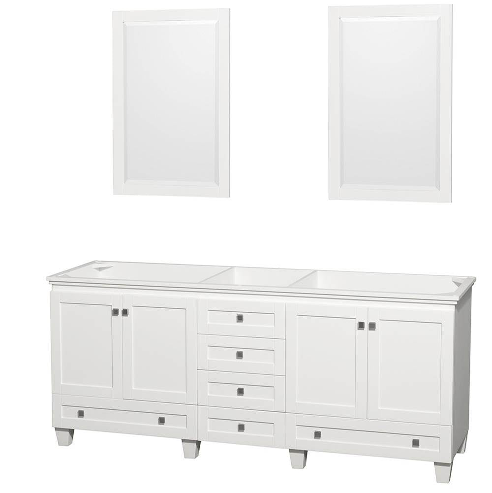 Wyndham Collection - Acclaim 80 Inch Double Bathroom Vanity in White, No Countertop, No Sinks, and 24 Inch Mirrors - White