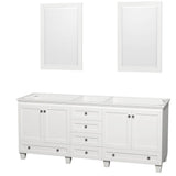 Wyndham Collection - Acclaim 80 Inch Double Bathroom Vanity in White, No Countertop, No Sinks, and 24 Inch Mirrors - White
