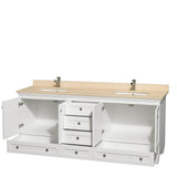 Acclaim 80 Inch Double Bathroom Vanity in Espresso, Ivory Marble Countertop, Undermount Square Sinks, and No Mirrors