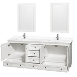 Acclaim 80 Inch Double Bathroom Vanity in White, White Cultured Marble Countertop, Undermount Square Sinks, 24 Inch Mirrors