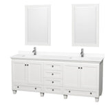 Wyndham Collection - Acclaim 80 Inch Double Bathroom Vanity in White, White Cultured Marble Countertop, Undermount Square Sinks, 24 Inch Mirrors
