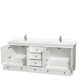 Acclaim 80 Inch Double Bathroom Vanity in White, White Cultured Marble Countertop, Undermount Square Sinks, No Mirrors