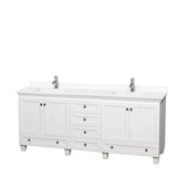 Wyndham Collection - Acclaim 80 Inch Double Bathroom Vanity in White, White Cultured Marble Countertop, Undermount Square Sinks, No Mirrors