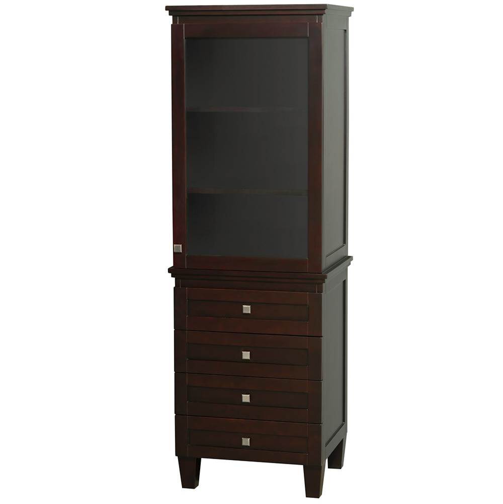 Wyndham Collection - Acclaim Bathroom Linen Tower in Espresso with Shelved Cabinet Storage and 4 Drawers - Espresso