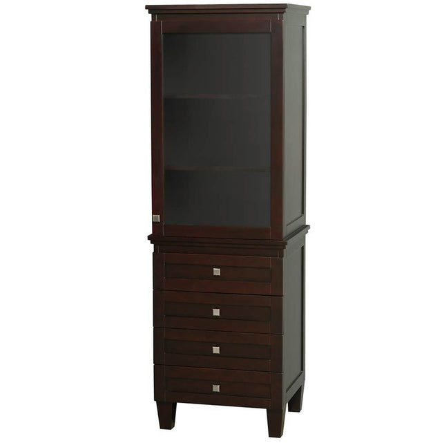 Wyndham Collection - Acclaim Bathroom Linen Tower in Espresso with Shelved Cabinet Storage and 4 Drawers - Espresso