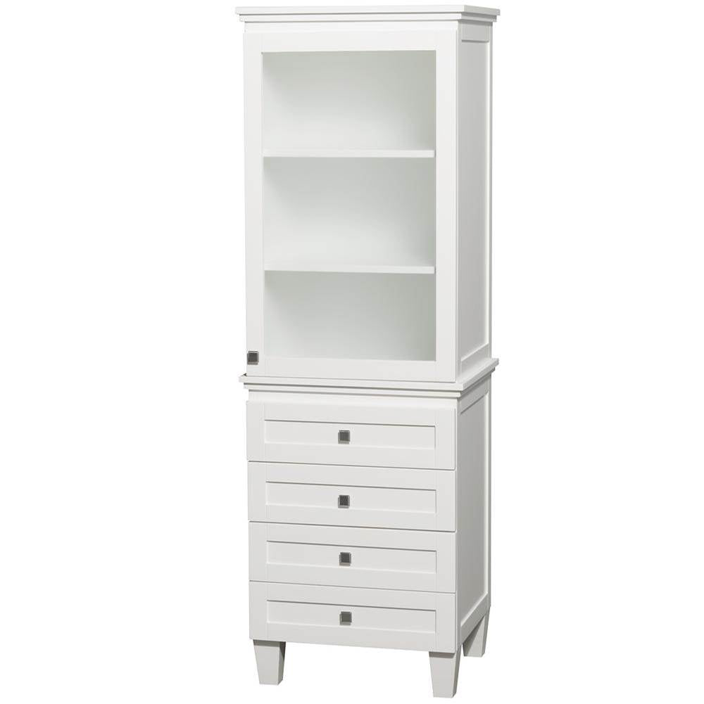 Wyndham Collection - Acclaim Bathroom Linen Tower in White with Shelved Cabinet Storage and 4 Drawers - White