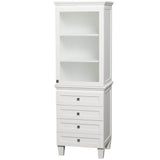 Wyndham Collection - Acclaim Bathroom Linen Tower in White with Shelved Cabinet Storage and 4 Drawers - White