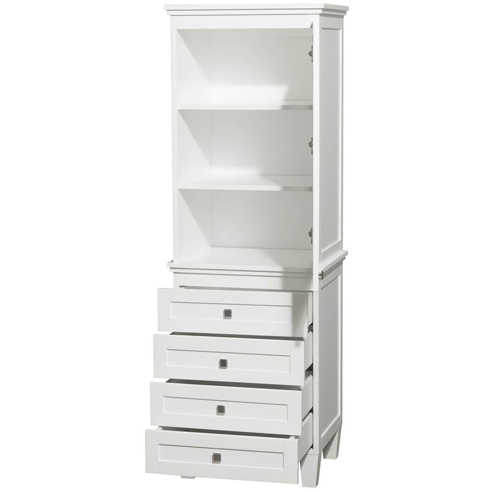 Acclaim Bathroom Linen Tower in Espresso with Shelved Cabinet Storage and 4 Drawers