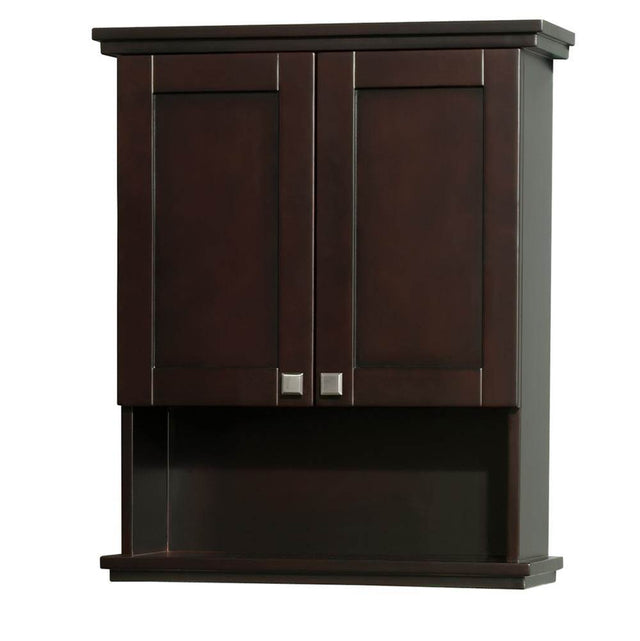 Wyndham Collection - Acclaim Solid Oak Bathroom Wall-Mounted Storage Cabinet in Espresso - Espresso