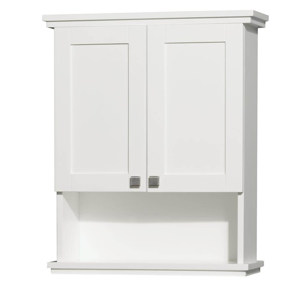 Wyndham Collection - Acclaim Solid Oak Bathroom Wall-Mounted Storage Cabinet in White - White