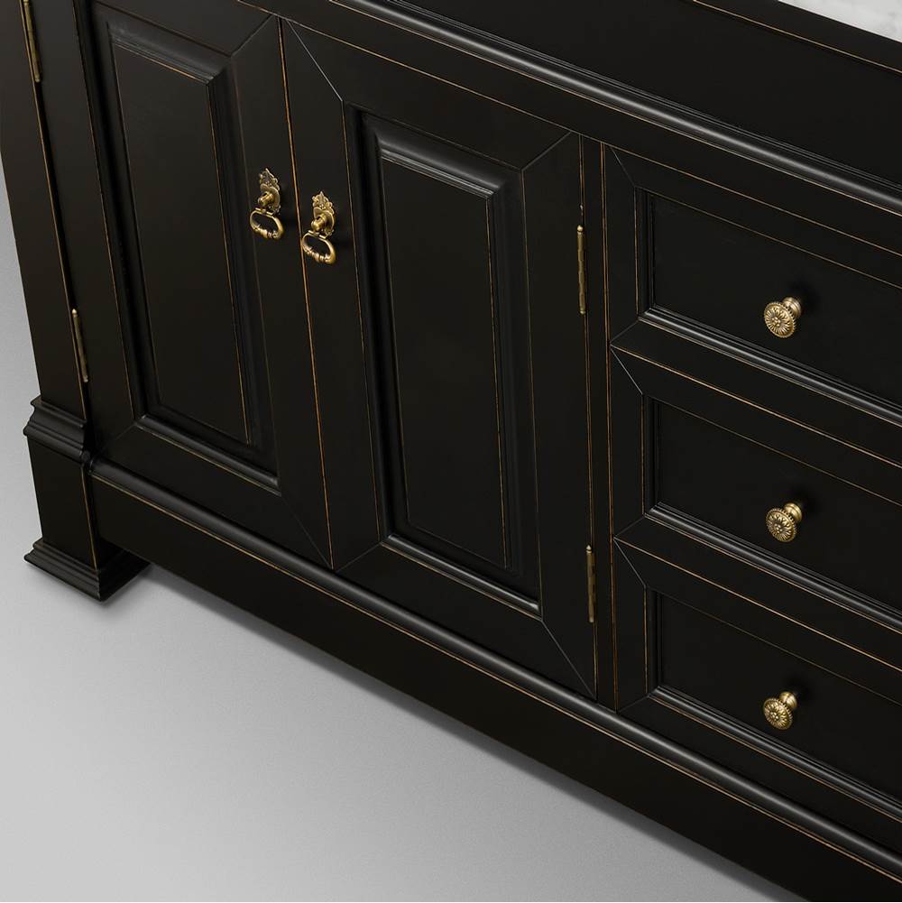 Andover 72 Inch Double Bathroom Vanity in Black, White Carrara Marble Countertop, Undermount Oval Sinks, and 28 Inch Mirrors