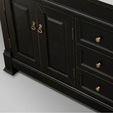 Andover 72 Inch Double Bathroom Vanity in Black, White Carrara Marble Countertop, Undermount Oval Sinks, and 28 Inch Mirrors