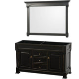 Wyndham Collection - Andover 60 Inch Double Bathroom Vanity in Black, No Countertop, No Sink, and 56 Inch Mirror - Black