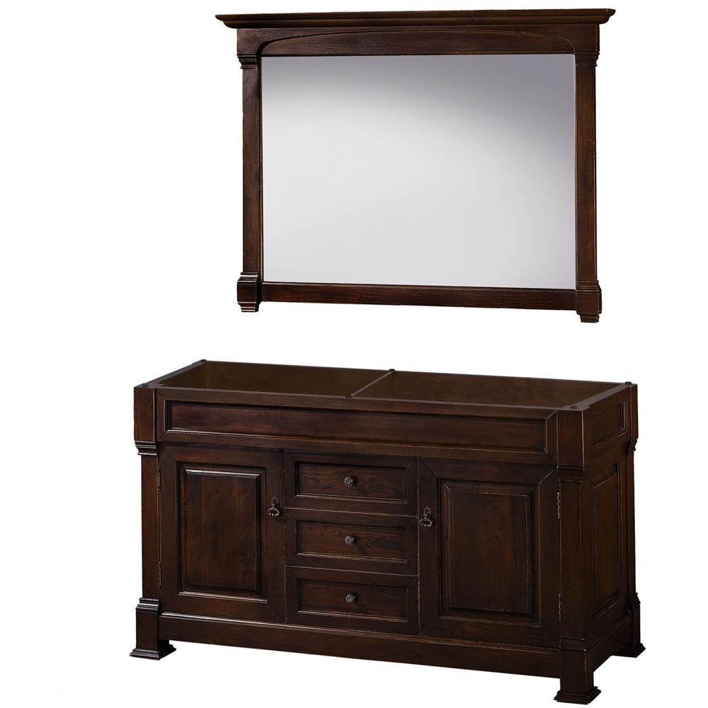 Wyndham Collection - Andover 60 Inch Double Bathroom Vanity in Dark Cherry, No Countertop, No Sink, and 56 Inch Mirror - Dark Cherry