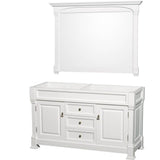 Wyndham Collection - Andover 60 Inch Double Bathroom Vanity in White, No Countertop, No Sink, and 56 Inch Mirror - White