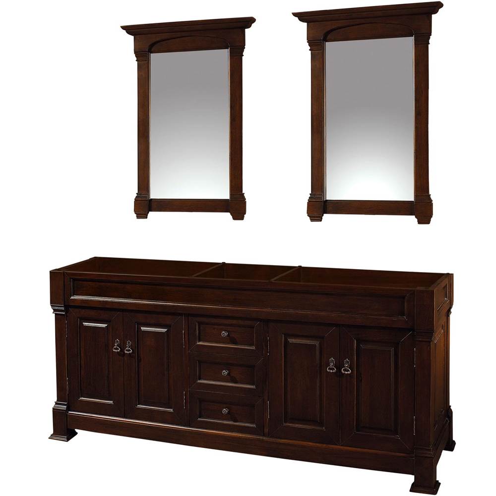Wyndham Collection - Andover 72 Inch Double Bathroom Vanity in Dark Cherry, No Countertop, No Sink, and 28 Inch Mirrors - Dark Cherry