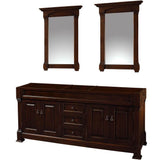 Wyndham Collection - Andover 72 Inch Double Bathroom Vanity in Dark Cherry, No Countertop, No Sink, and 28 Inch Mirrors - Dark Cherry