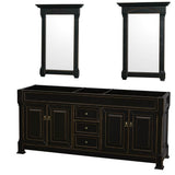 Wyndham Collection - Andover 80 Inch Double Bathroom Vanity in Black, No Countertop, No Sink, and 28 Inch Mirrors - Black