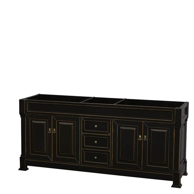 Wyndham Collection - Andover 80 Inch Double Bathroom Vanity in Black, No Countertop, No Sink, and No Mirror - Black
