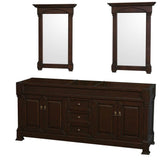 Wyndham Collection - Andover 80 Inch Double Bathroom Vanity in Dark Cherry, No Countertop, No Sink, and 28 Inch Mirrors - Dark Cherry