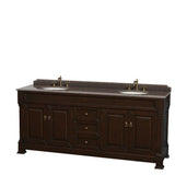 Wyndham Collection - Andover 80 Inch Double Bathroom Vanity in Dark Cherry, Imperial Brown Granite Countertop, Undermount Oval Sinks, and No Mirror - Dark Cherry
