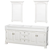 Andover 80 Inch Double Bathroom Vanity in Black with White Carrara Marble Countertop, Undermount Oval Sinks, and 28 Inch Mirrors