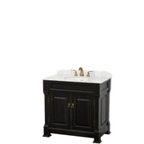Wyndham Collection - Andover 36 Inch Single Bathroom Vanity in Black, White Carrara Marble Countertop, Undermount Oval Sink, and No Mirror - Black